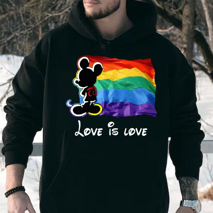 Funny LGBT flag Mickey Mouse Love Is Love Disney t-shirt hoodie