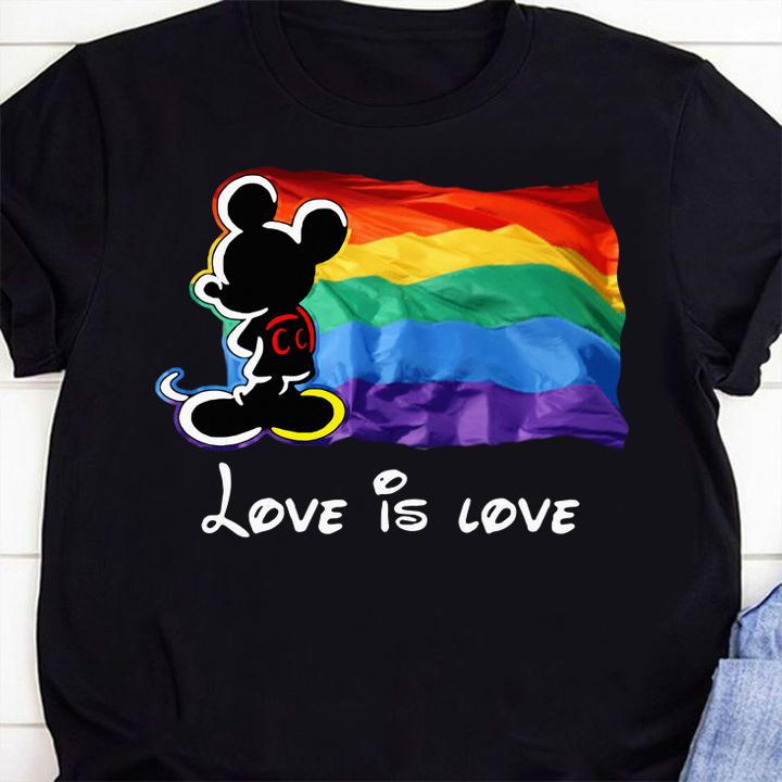 Funny LGBT flag Mickey Mouse Love Is Love Disney t-shirt shirt