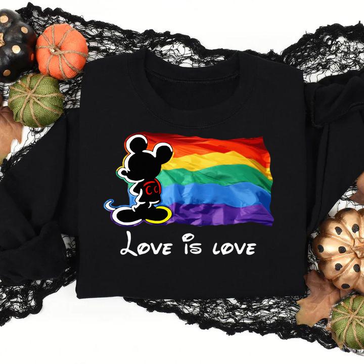 Funny LGBT flag Mickey Mouse Love Is Love Disney t-shirt sweatshirt