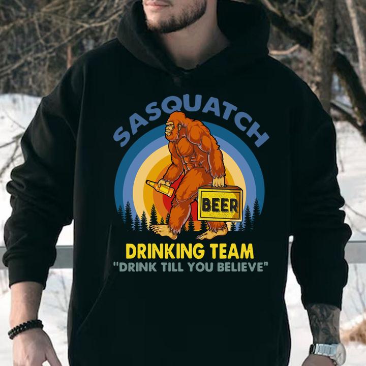 Top Vintage Sasquatch Drinking Team Funny Bigfoot t-shirt hoodie