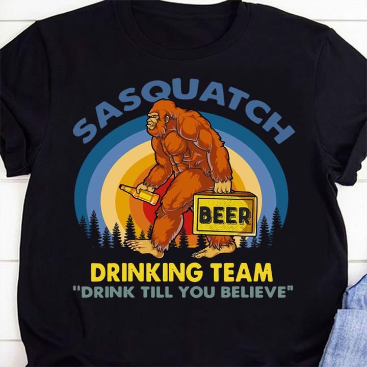 Top Vintage Sasquatch Drinking Team Funny Bigfoot t-shirt shirt