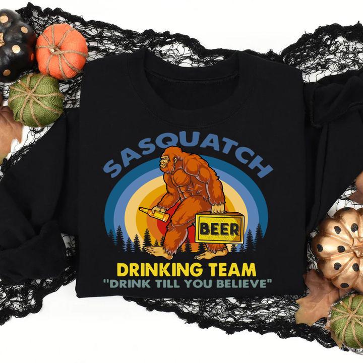 Top Vintage Sasquatch Drinking Team Funny Bigfoot t-shirt sweatshirt
