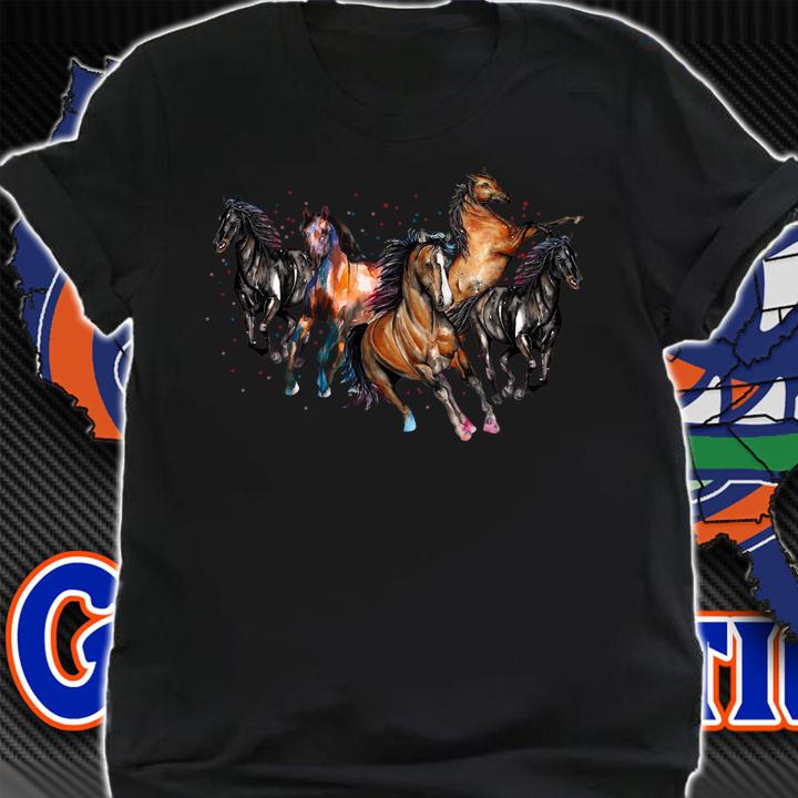 Five Horses Watercolor t-shirt shirt
