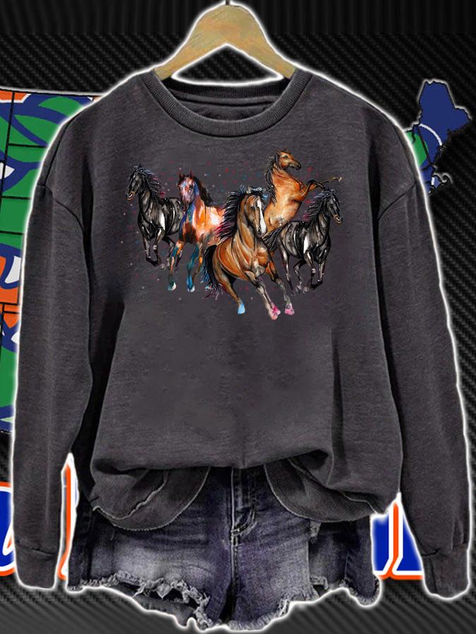 Five Horses Watercolor t-shirt sweatshirt