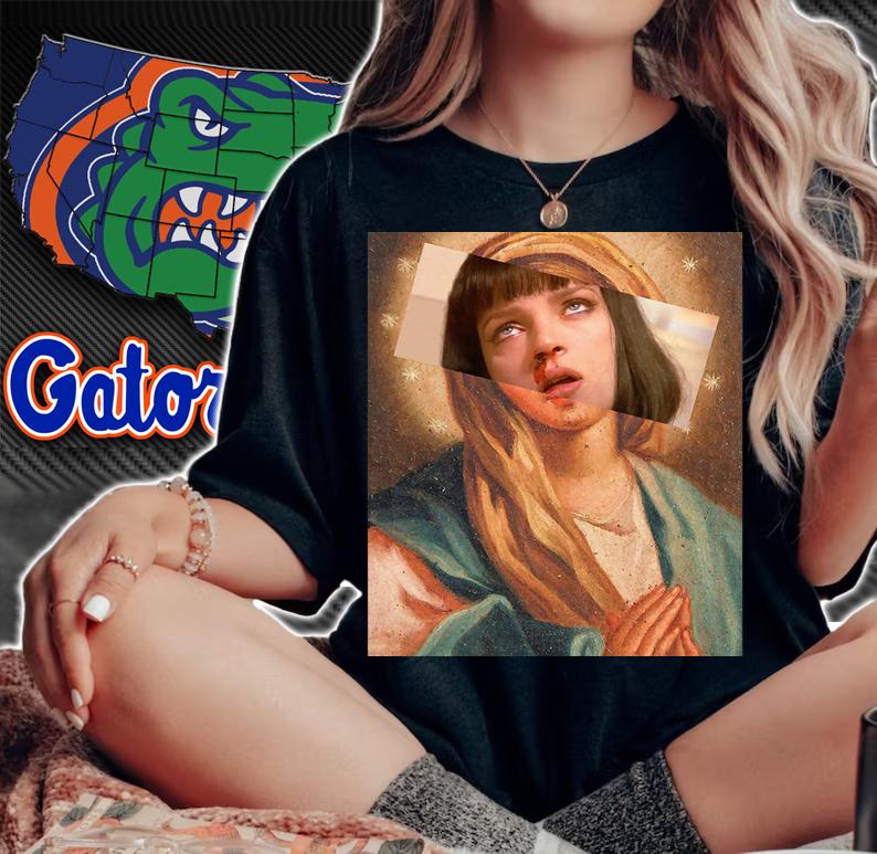 Ave Mia Saint Mia Pulp Fiction Art By Doug Rickard t-shirt woman shirt