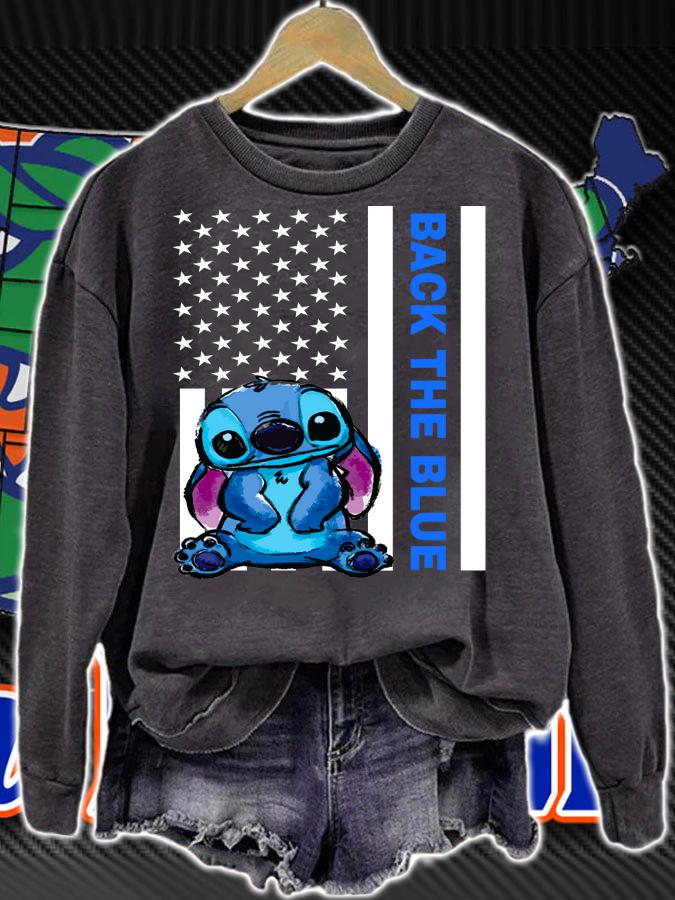 Disney Stitch American Flag Back The Blue Thin Blue Line t-shirt sweatshirt