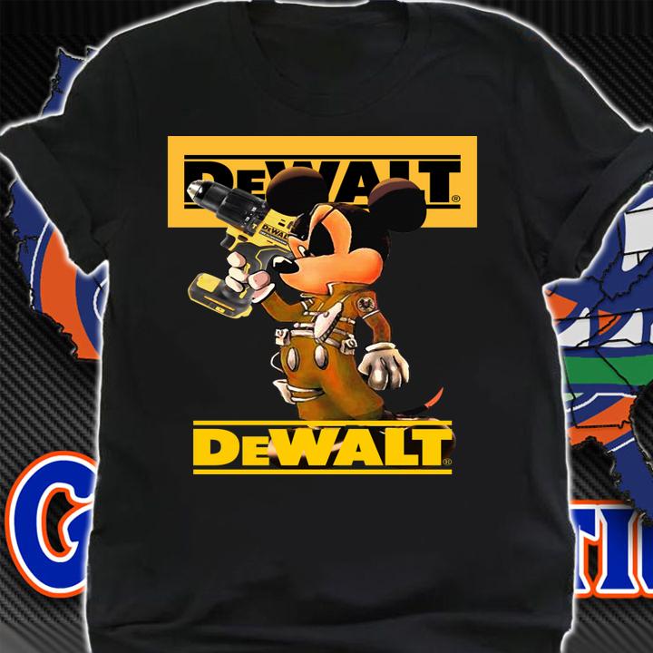 Mickey mouse holding drill logo Dewalt t-shirt shirt