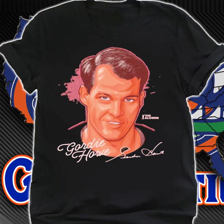 Detroit Red Wings Gordie Howe profile signature t-shirt shirt