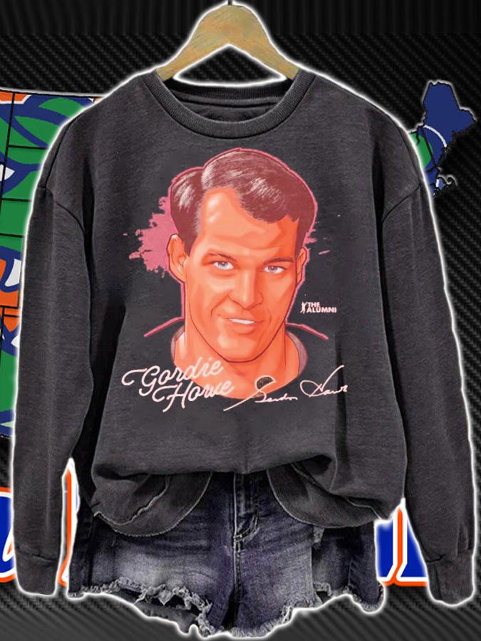 Detroit Red Wings Gordie Howe profile signature t-shirt sweatshirt
