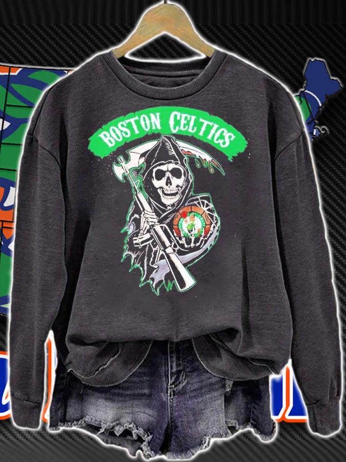 Boston Celtics NBA Basketball Son Of Anarchy Skull Boston Celtics Halloween Shirt t-shirt sweatshirt