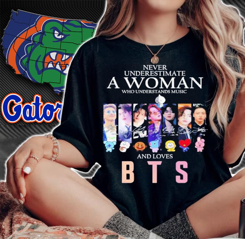 Never Underestimate A Woman Who Understands Music And Loves BTS Signatures Shirt t-shirt woman shirt
