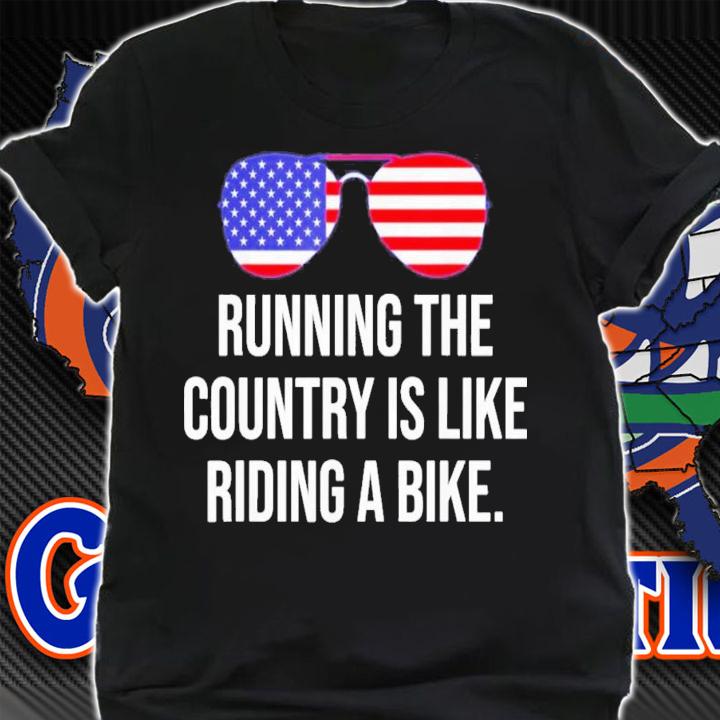 Biden Running The Country Is Like Riding A Bike Glasses American Flag t-shirt shirt