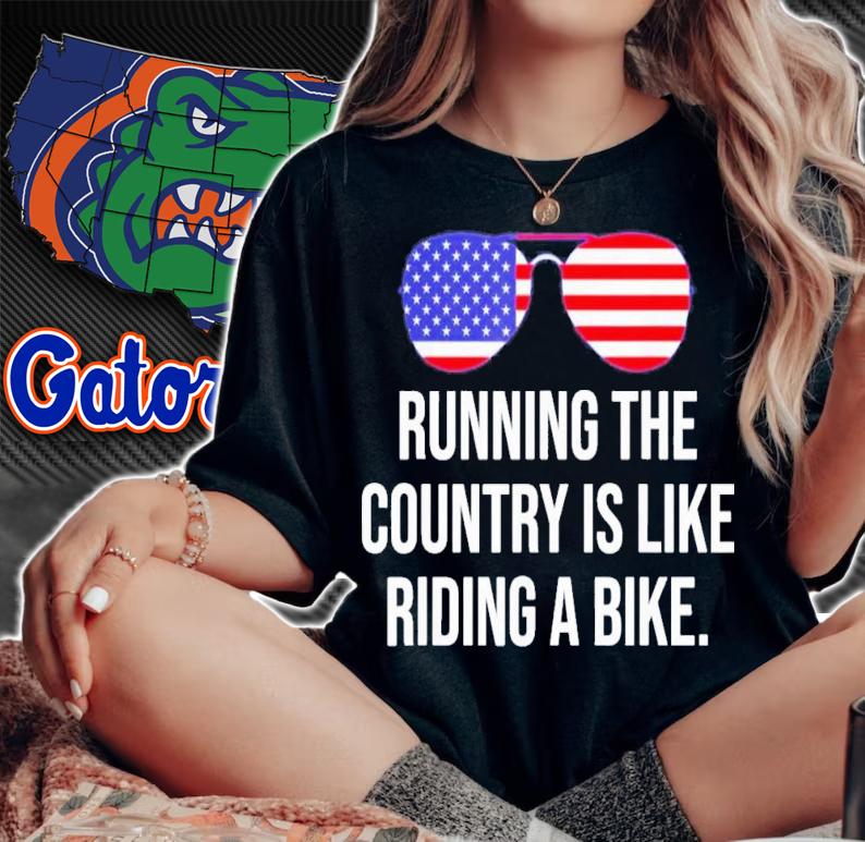 Biden Running The Country Is Like Riding A Bike Glasses American Flag t-shirt woman shirt