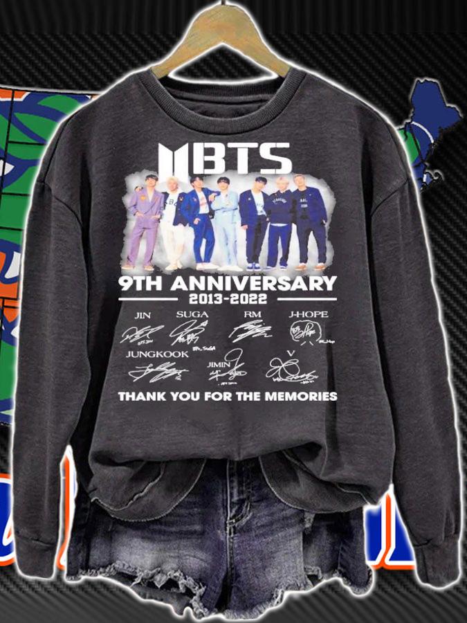 BTS Band 9th Anniversary 2013-2022 Signatures Thank You For The Memories Shirt t-shirt sweatshirt