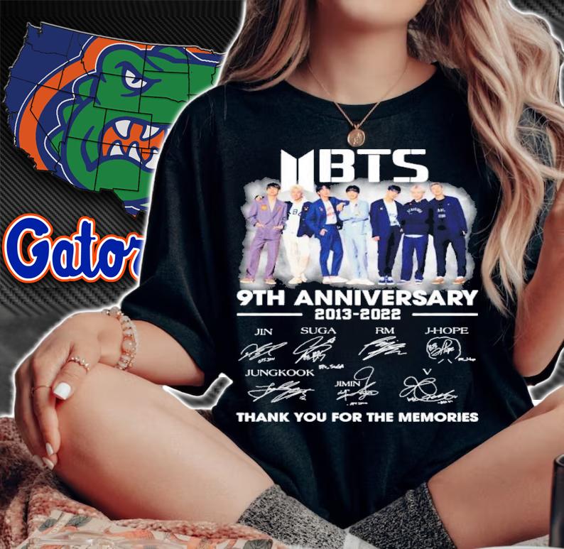 BTS Band 9th Anniversary 2013-2022 Signatures Thank You For The Memories Shirt t-shirt woman shirt