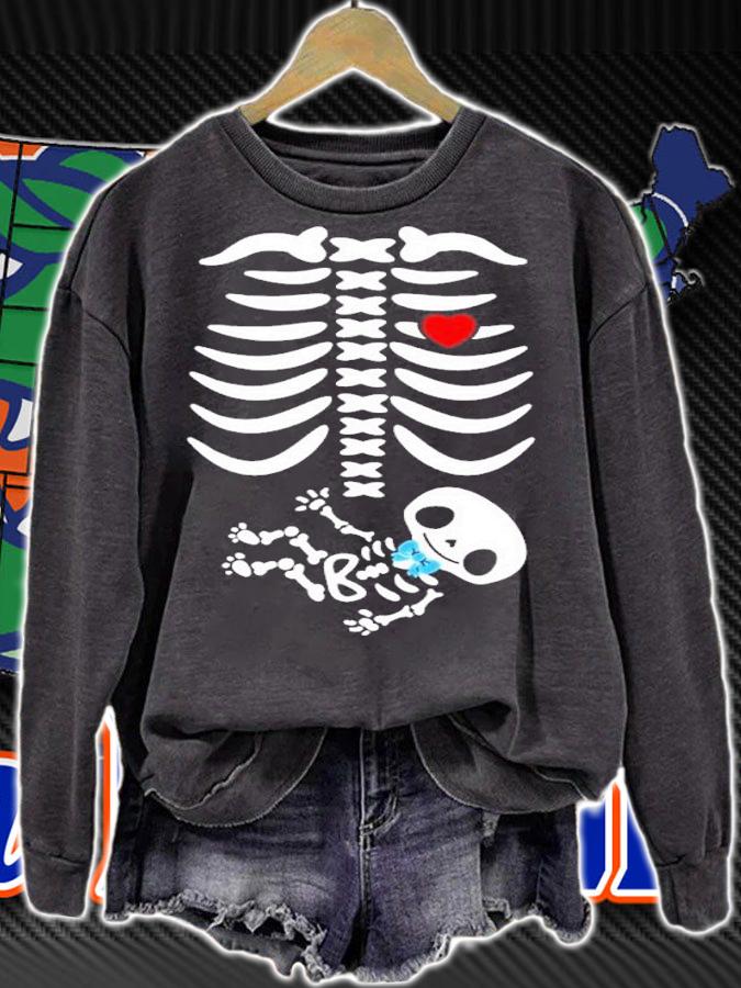 Halloween Pregnancy Maternity Pregnant Halloween Skeleton Shirt t-shirt sweatshirt