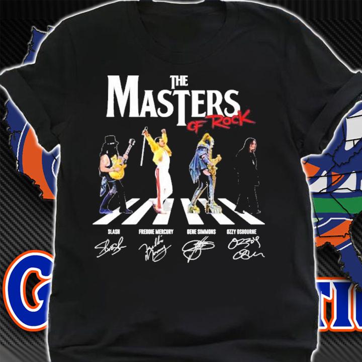 The Masters of Rock Abbey Road Slash Freddie Mercury Gene Simmons Ozzy Osbourne signatures shirt t-shirt shirt