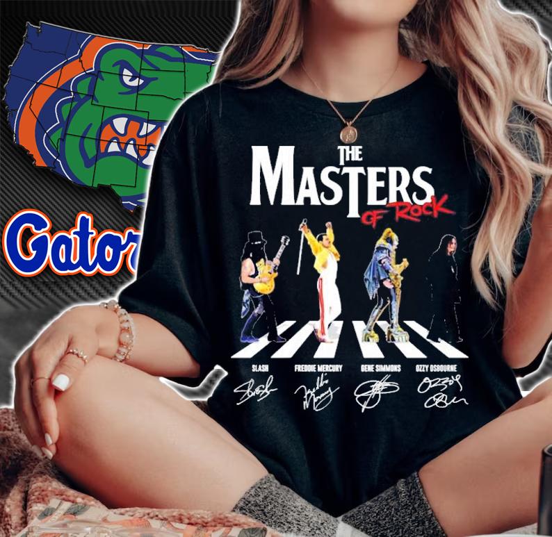 The Masters of Rock Abbey Road Slash Freddie Mercury Gene Simmons Ozzy Osbourne signatures shirt t-shirt woman shirt