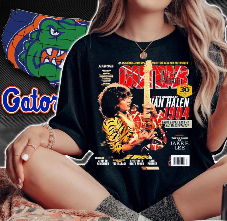 Guitar Van World Eddie Van Halen Magazine T-Shirt t-shirt woman shirt