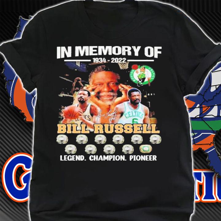 In Memory Of 1934-2022 Bill Russell Signature Legend Champion Pioneer Shirt t-shirt shirt