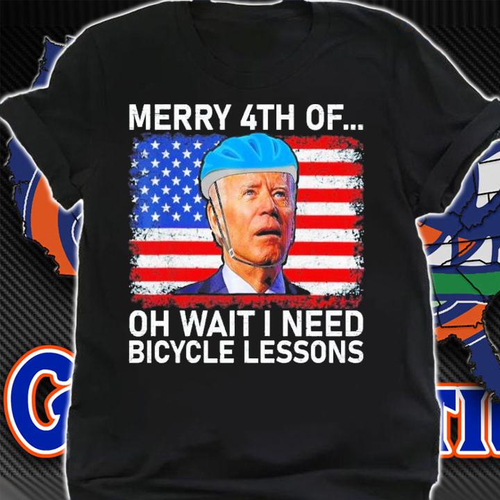 Merry 4th Of July I Need Bicycle Lessons Biden Falling Off Bicycle t-shirt