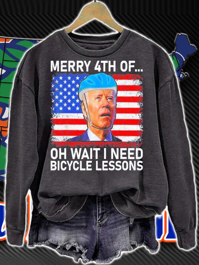 Merry 4th Of July I Need Bicycle Lessons Biden Falling Off Bicycle t-shirt