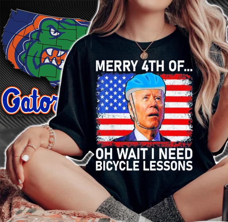 Merry 4th Of July I Need Bicycle Lessons Biden Falling Off Bicycle t-shirt