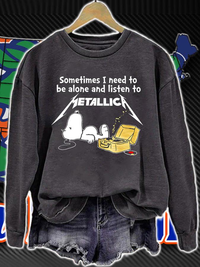 Snoopy Sometimes I Need To Be Alone And Listen Metallica t-shirt sweatshirt