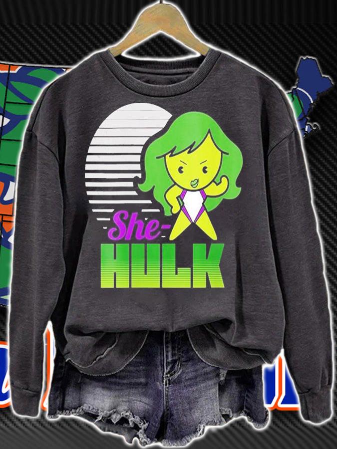 Womens Marvel She-Hulk Kawaii Striped Portrait shirt t-shirt