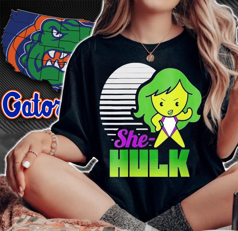 Womens Marvel She-Hulk Kawaii Striped Portrait shirt t-shirt