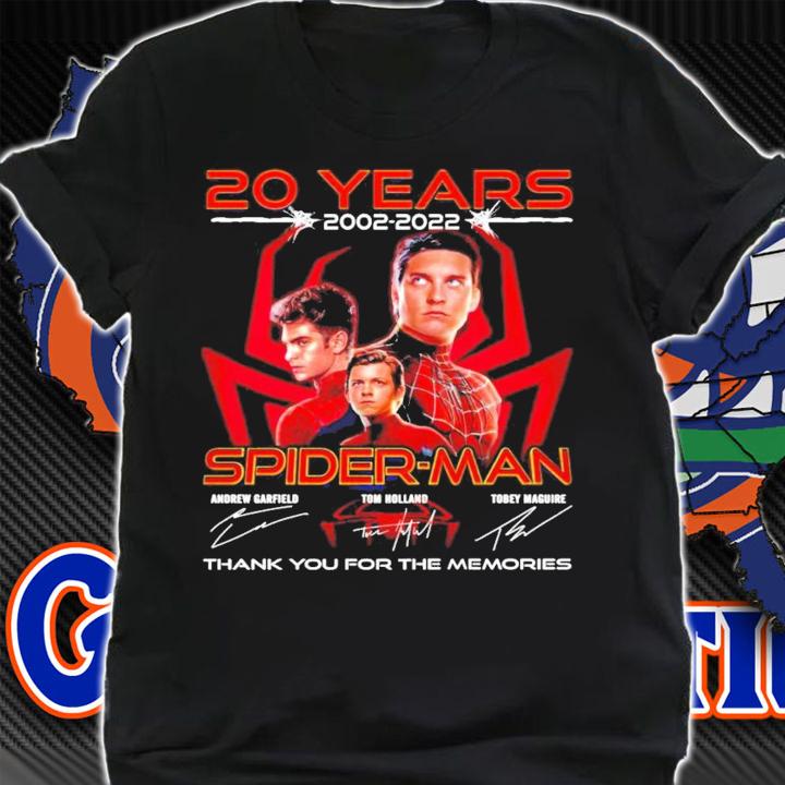 20 years 2002-2022 Spider Man signatures thank you for the memories shirt t-shirt