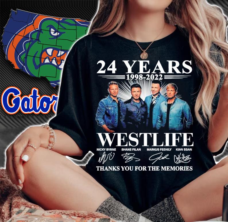 24 Years 1998-2022 Westlife Signatures Thank You For The Memories Shirt t-shirt woman shirt