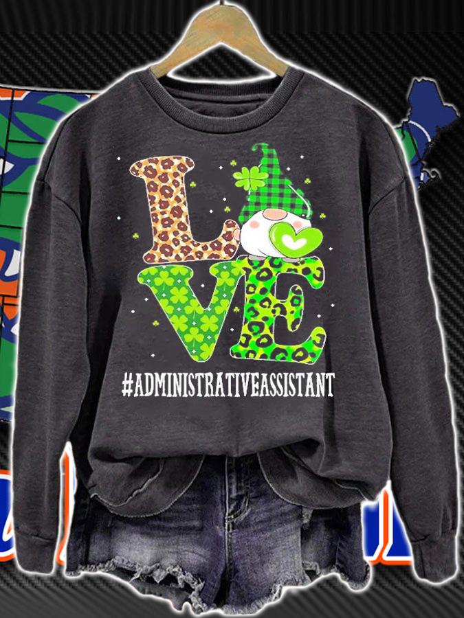 Administrative Assistant Love St Patricks Day Gnome Leopard T-Shirt t-shirt sweatshirt