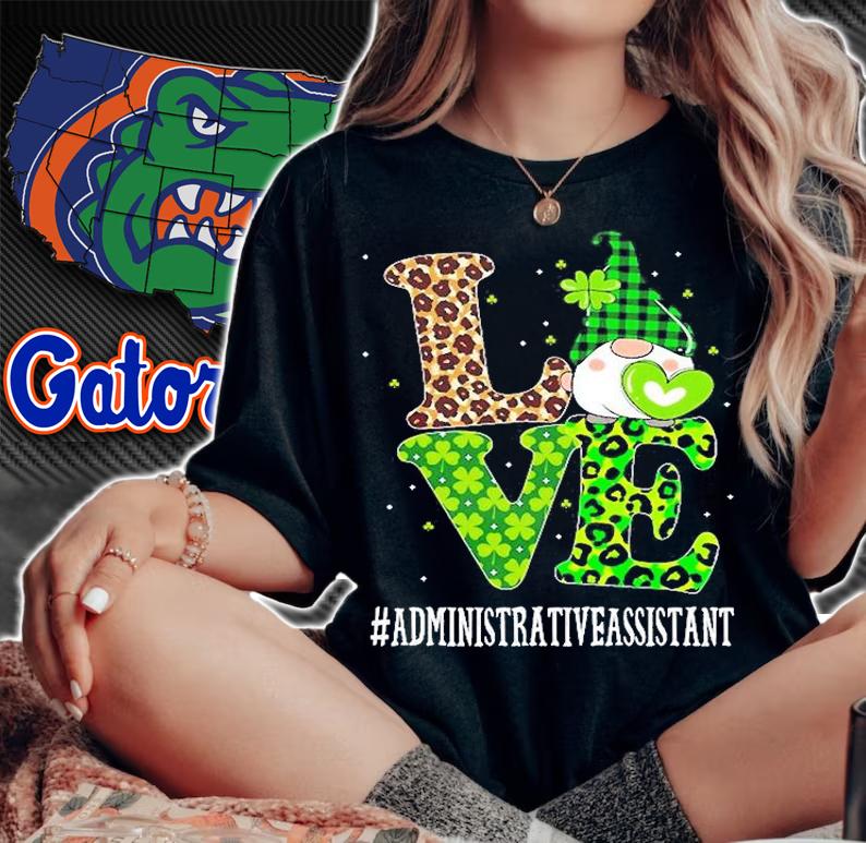 Administrative Assistant Love St Patricks Day Gnome Leopard T-Shirt t-shirt woman shirt