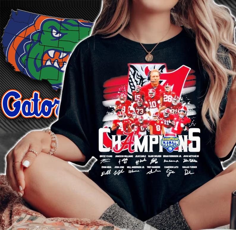 Alabama Crimson Tide Champions Goodyear Cotton Bowl Signatures Shirt t-shirt woman shirt