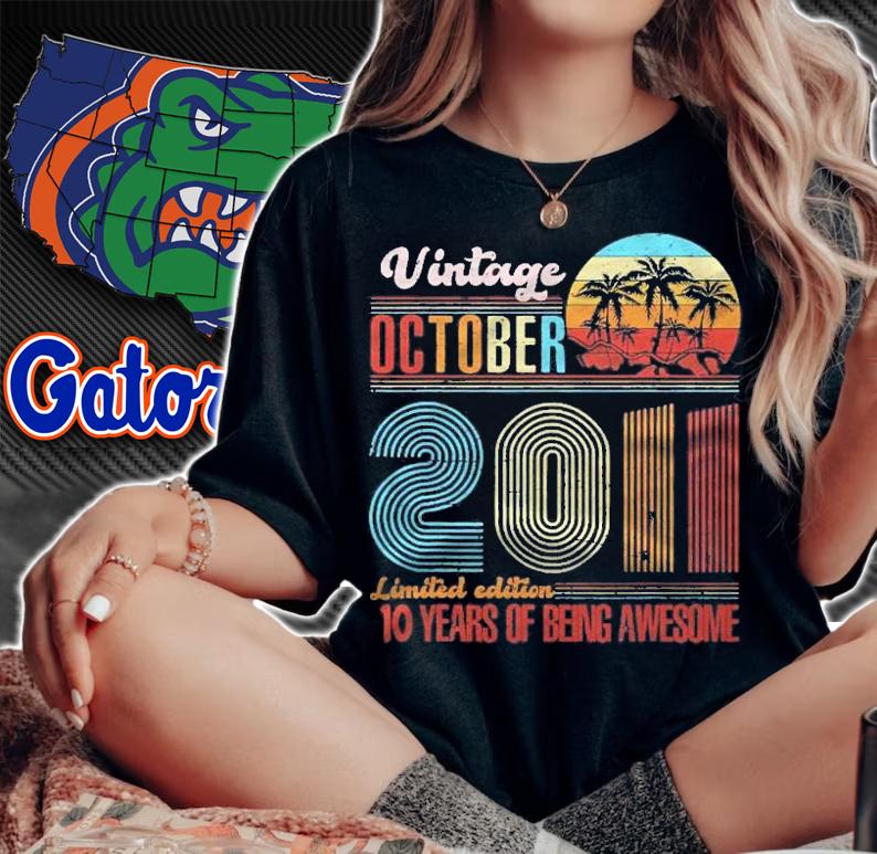Awesome Since October 2011 Retro 10 Years Of Being Awesome Shirt t-shirt