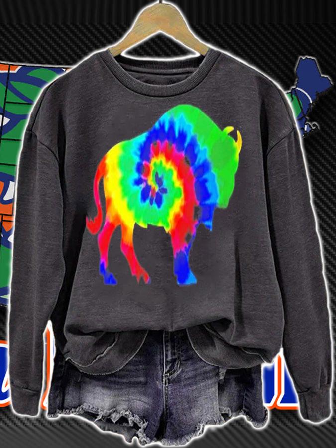 Bison Tie Dye Vintage Hippie American Buffalo T-Shirt t-shirt sweatshirt