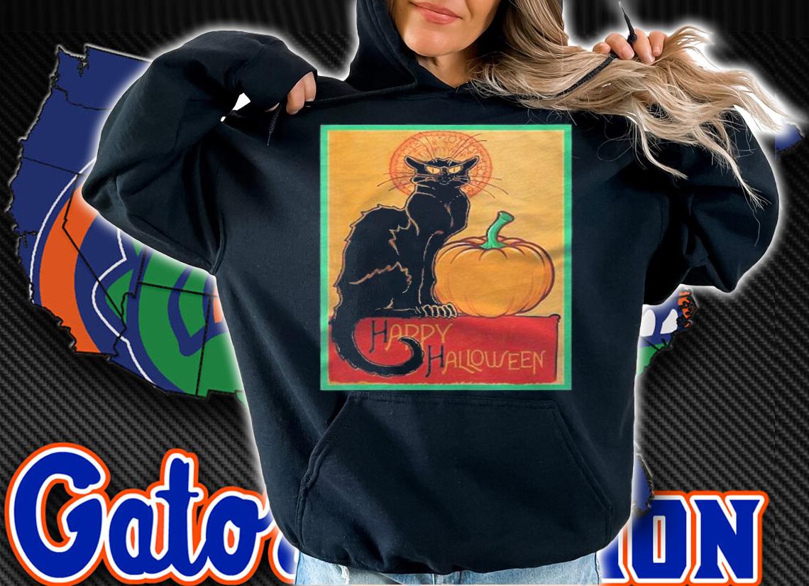 Black Cat Chat Noir Happy Halloween Art Nouveau Shirt t-shirt hoodie