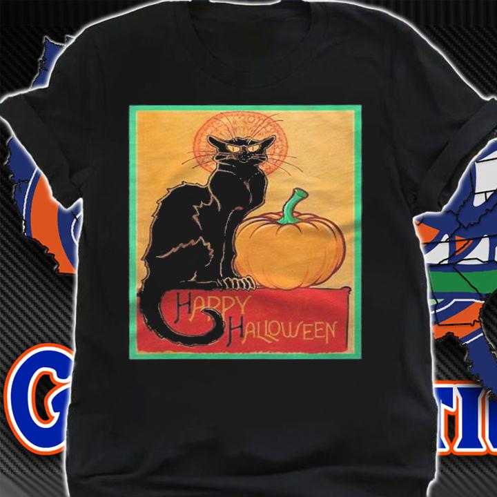 Black Cat Chat Noir Happy Halloween Art Nouveau Shirt t-shirt shirt