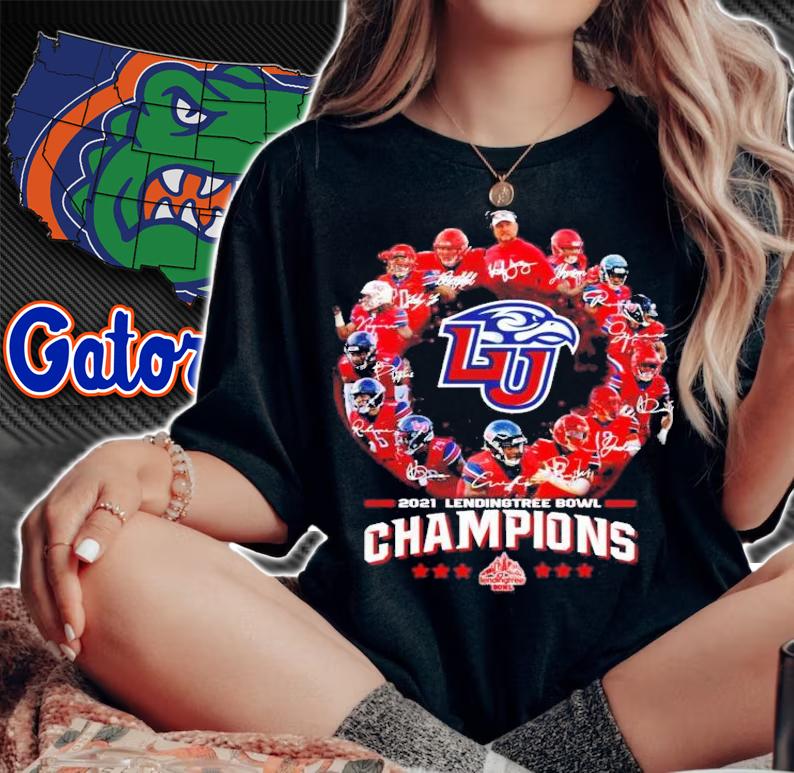 Liberty Flames Football 2021 Boca Raton Bowl Champions Signatures Shirt t-shirt woman shirt