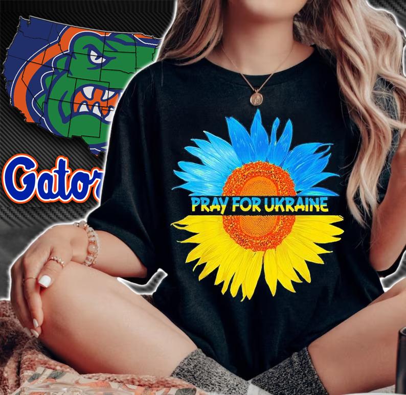 Pray for Ukraine Flag Flower Colorful Sunflower Love Ukraine T-Shirt t-shirt