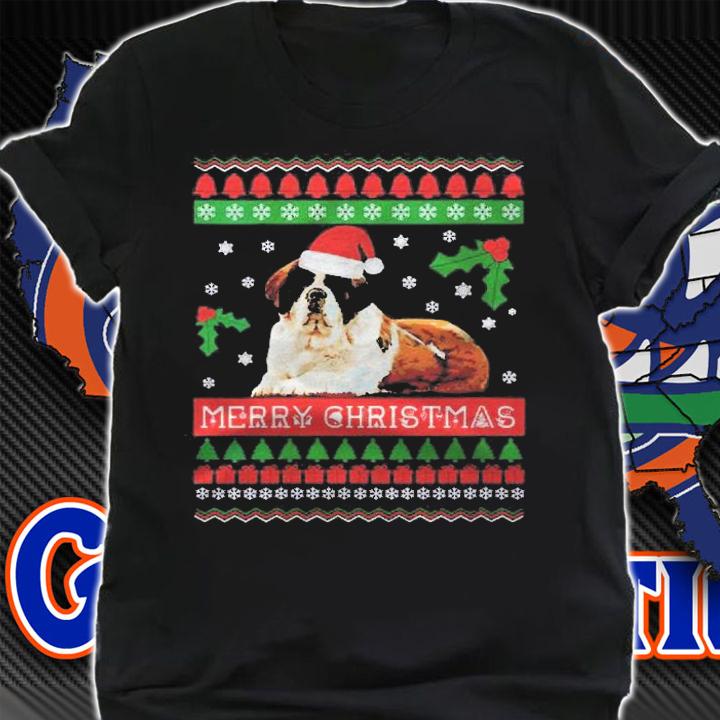 Womens Saint Bernard Ugly Christmas Sweater Shirt St Bernard Dog Shirt t-shirt