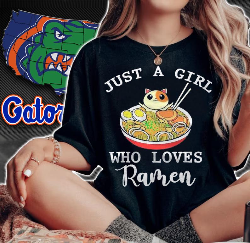 Kawaii Cat Japanese Noodles Women Girls Animal Ramen Shirt t-shirt