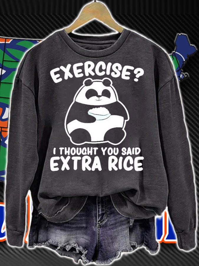 Panda Exercise I Thought You Said Extra Rice Cute Panda T-Shirt t-shirt