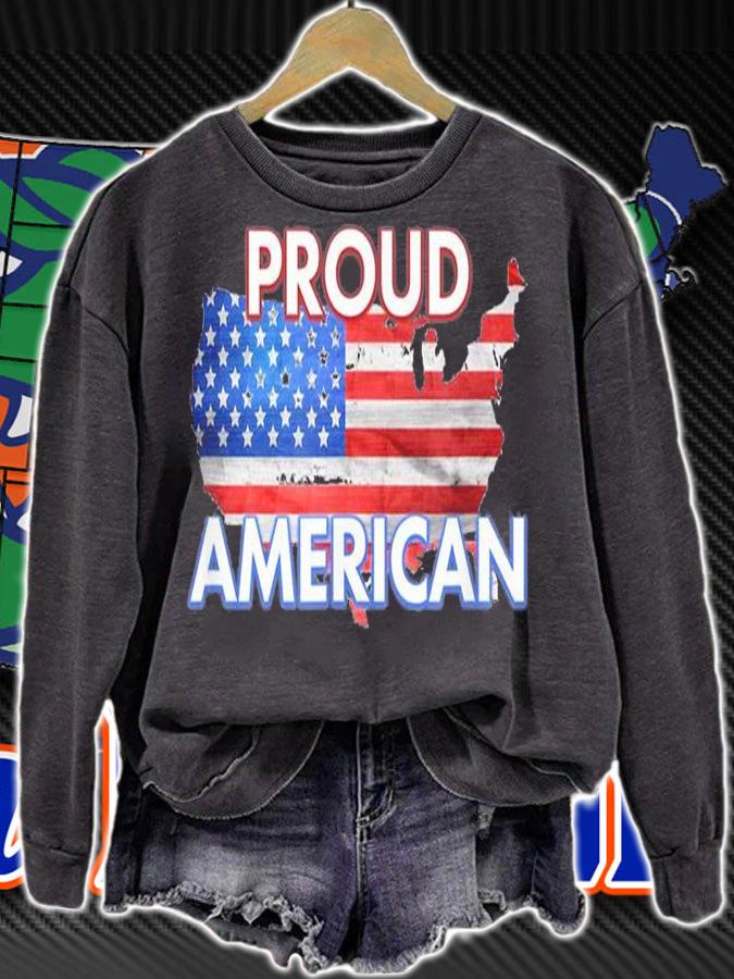 PROUD AMERICAN US Map T-Shirt t-shirt sweatshirt