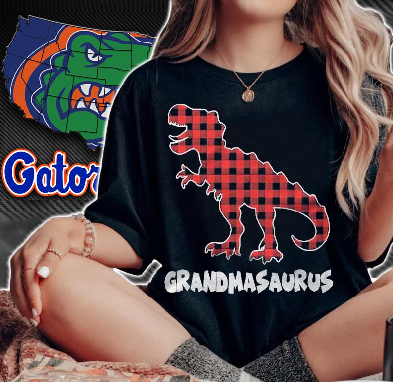 Red Plaid Matching Family Christmas Grandma Saurus Shirt t-shirt