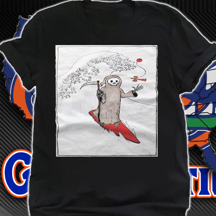 Skeleton dead surfing funny T-shirt t-shirt shirt
