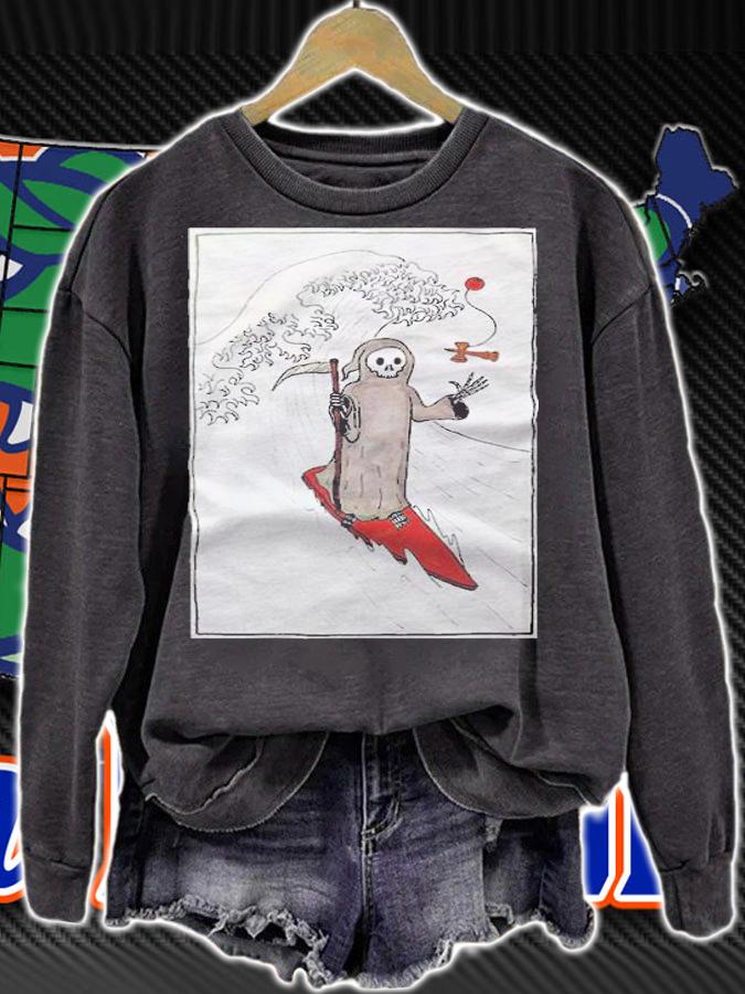 Skeleton dead surfing funny T-shirt t-shirt sweatshirt