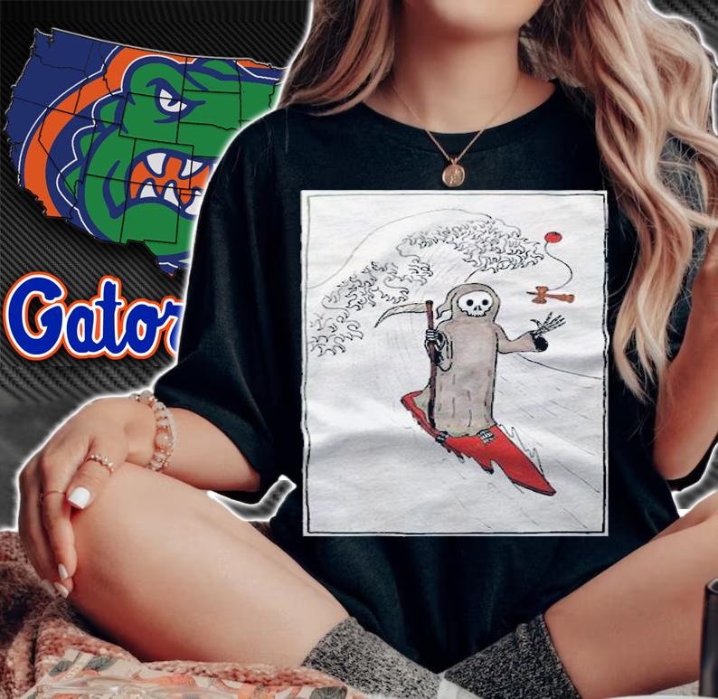 Skeleton dead surfing funny T-shirt t-shirt woman shirt