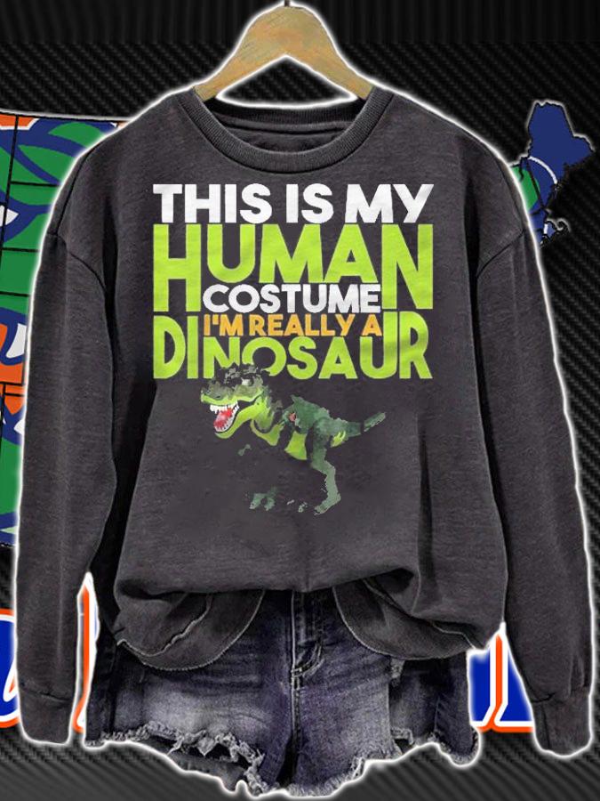 Funny Halloween This Is My Human Costume Im Really Dinosaur Shirt t-shirt
